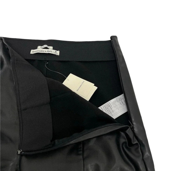 Abercrombie & Fitch Vegan Leather High Waisted Flared Split Hem Pants Black M - Picture 6 of 11